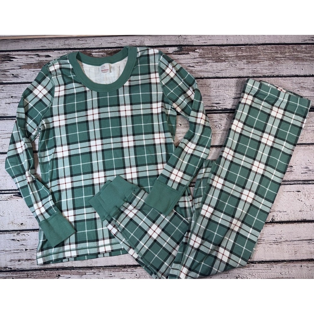 Hanna Andersson Green Plaid 2-Piece‎ Pajama Cotton Set Unisex Adult XL XXL